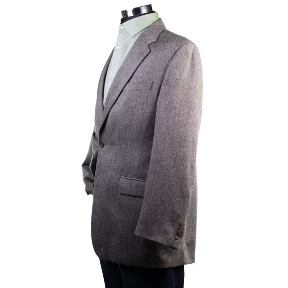 Chaps Ralph Lauren Mens 42 Beige Lambswool herringbone Blazer Coat Suit Jacket - Picture 4 of 12